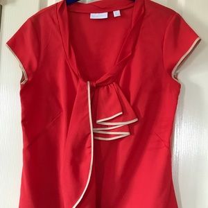 Beautiful ❤️ career blouse in red with beige trim.